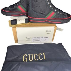Gucci Black and Red High-Top Sneakers